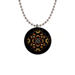 Fractal Stained Glass Ornate 1  Button Necklace