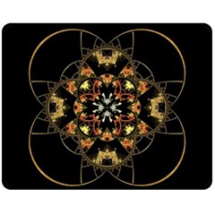 Fractal Stained Glass Ornate Fleece Blanket (medium)  by Pakrebo