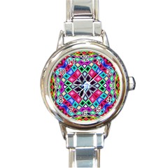 Kaleidoscope Pattern Sacred Geometry Round Italian Charm Watch by Pakrebo