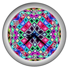 Kaleidoscope Pattern Sacred Geometry Wall Clock (silver) by Pakrebo