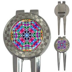 Kaleidoscope Pattern Sacred Geometry 3-in-1 Golf Divots by Pakrebo