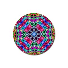 Kaleidoscope Pattern Sacred Geometry Rubber Round Coaster (4 Pack)  by Pakrebo