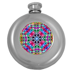 Kaleidoscope Pattern Sacred Geometry Round Hip Flask (5 Oz) by Pakrebo