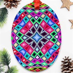 Kaleidoscope Pattern Sacred Geometry Oval Ornament (two Sides) by Pakrebo