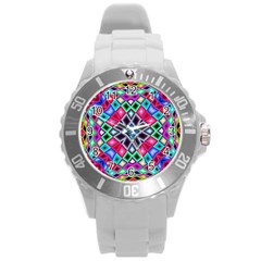 Kaleidoscope Pattern Sacred Geometry Round Plastic Sport Watch (l) by Pakrebo