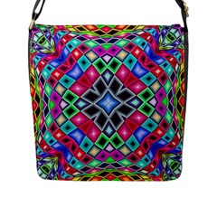 Kaleidoscope Pattern Sacred Geometry Flap Closure Messenger Bag (l) by Pakrebo