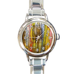 Stained Glass Window Colorful Round Italian Charm Watch by Pakrebo