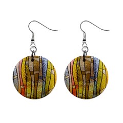 Stained Glass Window Colorful Mini Button Earrings by Pakrebo