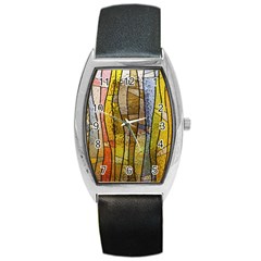 Stained Glass Window Colorful Barrel Style Metal Watch by Pakrebo