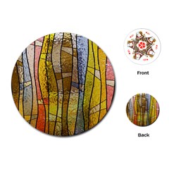 Stained Glass Window Colorful Playing Cards (round) by Pakrebo