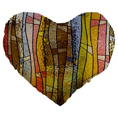 Stained Glass Window Colorful Large 19  Premium Heart Shape Cushions by Pakrebo