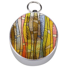 Stained Glass Window Colorful Silver Compasses by Pakrebo