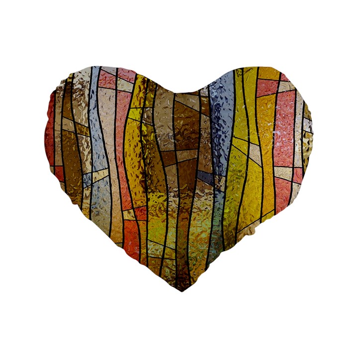 Stained Glass Window Colorful Standard 16  Premium Flano Heart Shape Cushions