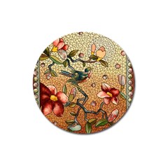 Flower Cubism Mosaic Vintage Magnet 3  (round) by Pakrebo