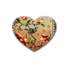 Flower Cubism Mosaic Vintage Heart Coaster (4 Pack)  by Pakrebo