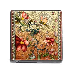 Flower Cubism Mosaic Vintage Memory Card Reader (square 5 Slot) by Pakrebo