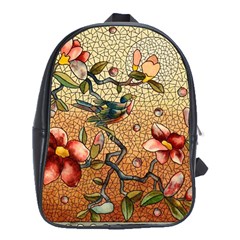 Flower Cubism Mosaic Vintage School Bag (xl) by Pakrebo