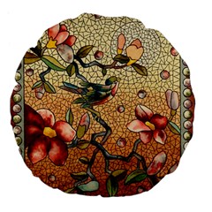 Flower Cubism Mosaic Vintage Large 18  Premium Flano Round Cushions by Pakrebo