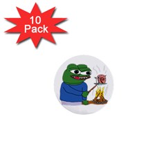 Apu Apustaja Roasting A Snail On A Campfire Pepe The Frog Pepethefrog The Helper Kekistan 1  Mini Buttons (10 Pack)  by snek