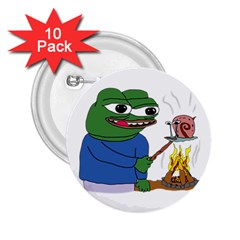 Apu Apustaja Roasting A Snail On A Campfire Pepe The Frog Pepethefrog The Helper Kekistan 2 25  Buttons (10 Pack)  by snek