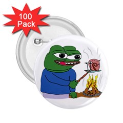 Apu Apustaja Roasting A Snail On A Campfire Pepe The Frog Pepethefrog The Helper Kekistan 2 25  Buttons (100 Pack)  by snek