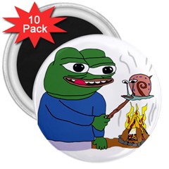 Apu Apustaja Roasting A Snail On A Campfire Pepe The Frog Pepethefrog The Helper Kekistan 3  Magnets (10 Pack) 