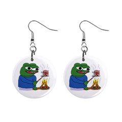 Apu Apustaja Roasting A Snail On A Campfire Pepe The Frog Pepethefrog The Helper Kekistan Mini Button Earrings by snek