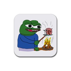 Apu Apustaja Roasting A Snail On A Campfire Pepe The Frog Pepethefrog The Helper Kekistan Rubber Coaster (square)  by snek