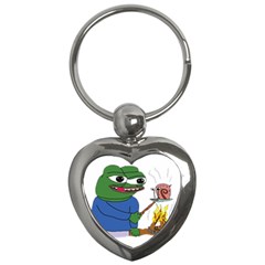 Apu Apustaja Roasting A Snail On A Campfire Pepe The Frog Pepethefrog The Helper Kekistan Key Chains (heart)  by snek