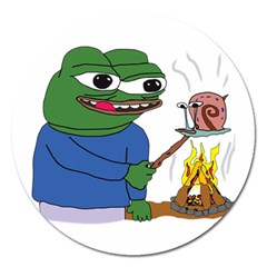 Apu Apustaja Roasting A Snail On A Campfire Pepe The Frog Pepethefrog The Helper Kekistan Magnet 5  (round) by snek