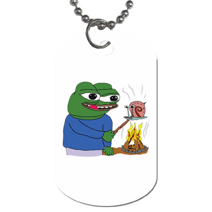 Apu Apustaja roasting a snail on a campfire Pepe the frog PepeTheFrog The Helper Kekistan Dog Tag (Two Sides)