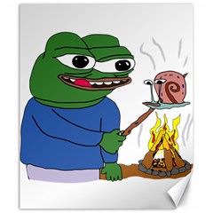 Apu Apustaja Roasting A Snail On A Campfire Pepe The Frog Pepethefrog The Helper Kekistan Canvas 20  X 24  by snek