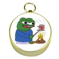 Apu Apustaja Roasting A Snail On A Campfire Pepe The Frog Pepethefrog The Helper Kekistan Gold Compasses by snek