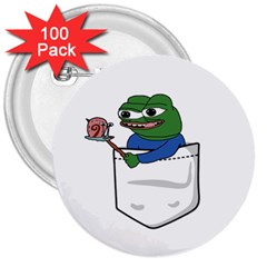 Apu Apustaja Roasting A Snail On A Campfire Pepe The Frog Pocket Tee Kekistan 3  Buttons (100 Pack)  by snek