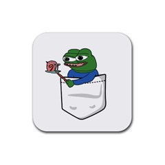 Apu Apustaja Roasting A Snail On A Campfire Pepe The Frog Pocket Tee Kekistan Rubber Coaster (square)  by snek