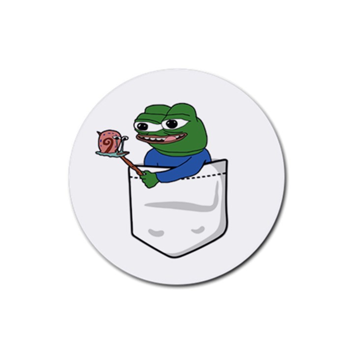 Apu Apustaja roasting a snail on a campfire Pepe the frog Pocket Tee Kekistan Rubber Round Coaster (4 pack) 