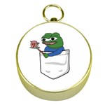 Apu Apustaja roasting a snail on a campfire Pepe the frog Pocket Tee Kekistan Gold Compasses Front