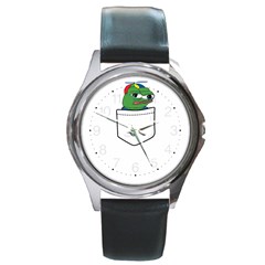 Apu Apustaja Crying Pepe The Frog Pocket Tee Kekistan Round Metal Watch by snek