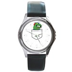 Apu Apustaja crying Pepe the frog Pocket Tee Kekistan Round Metal Watch Front