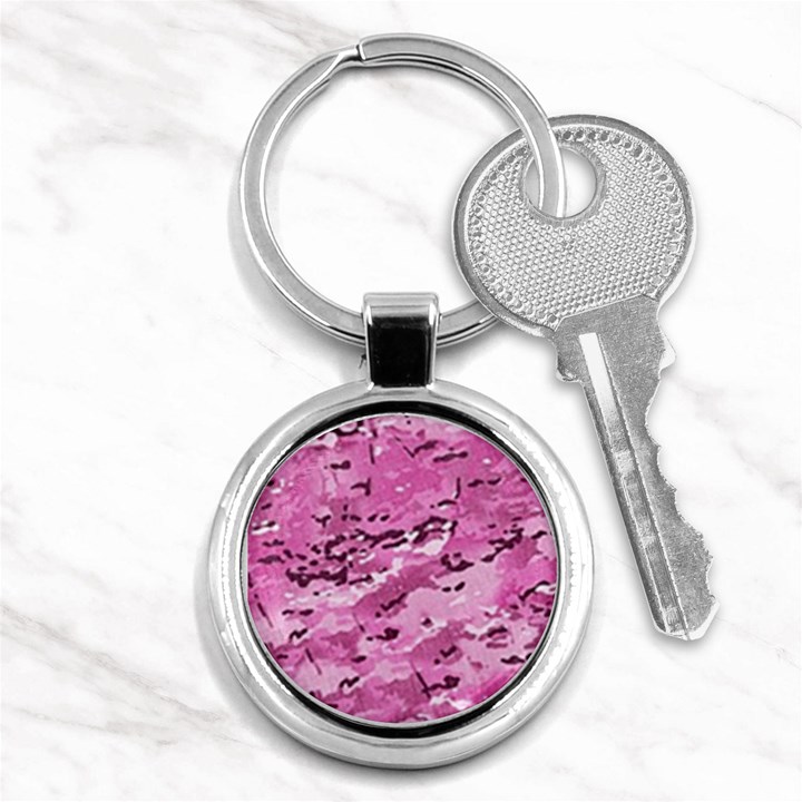 Pink Camouflage Army Military Girl Key Chains (Round) 