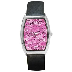 Pink Camouflage Army Military Girl Barrel Style Metal Watch by snek