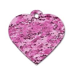 Pink Camouflage Army Military Girl Dog Tag Heart (one Side) by snek