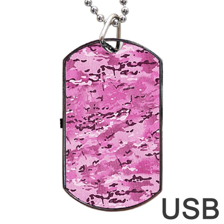 Pink Camouflage Army Military Girl Dog Tag USB Flash (One Side)