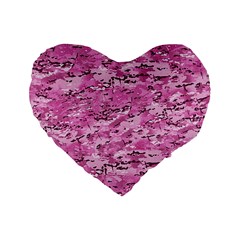 Pink Camouflage Army Military Girl Standard 16  Premium Flano Heart Shape Cushions by snek