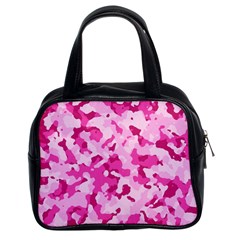 Standard Pink Camouflage Army Military Girl Funny Pattern Classic Handbag (two Sides) by snek