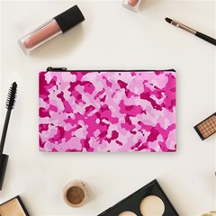 Standard Pink Camouflage Army Military Girl Funny Pattern Cosmetic Bag (small) by snek