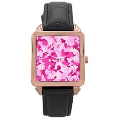 Standard Pink Camouflage Army Military Girl Rose Gold Leather Watch  by snek