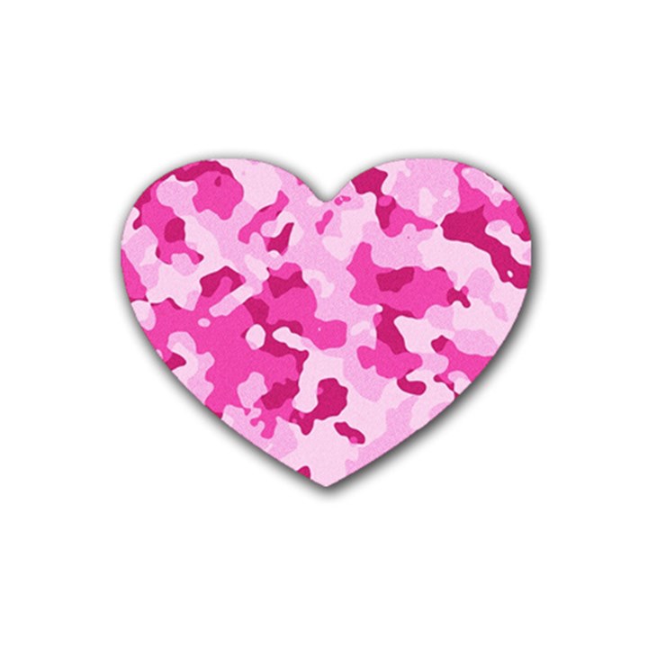 Standard Pink Camouflage Army Military Girl Rubber Coaster (Heart) 