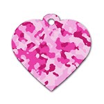 Standard Pink Camouflage Army Military Girl Dog Tag Heart (Two Sides) Front