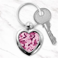 Standard Violet Pink Camouflage Army Military Girl Key Chains (heart)  by snek